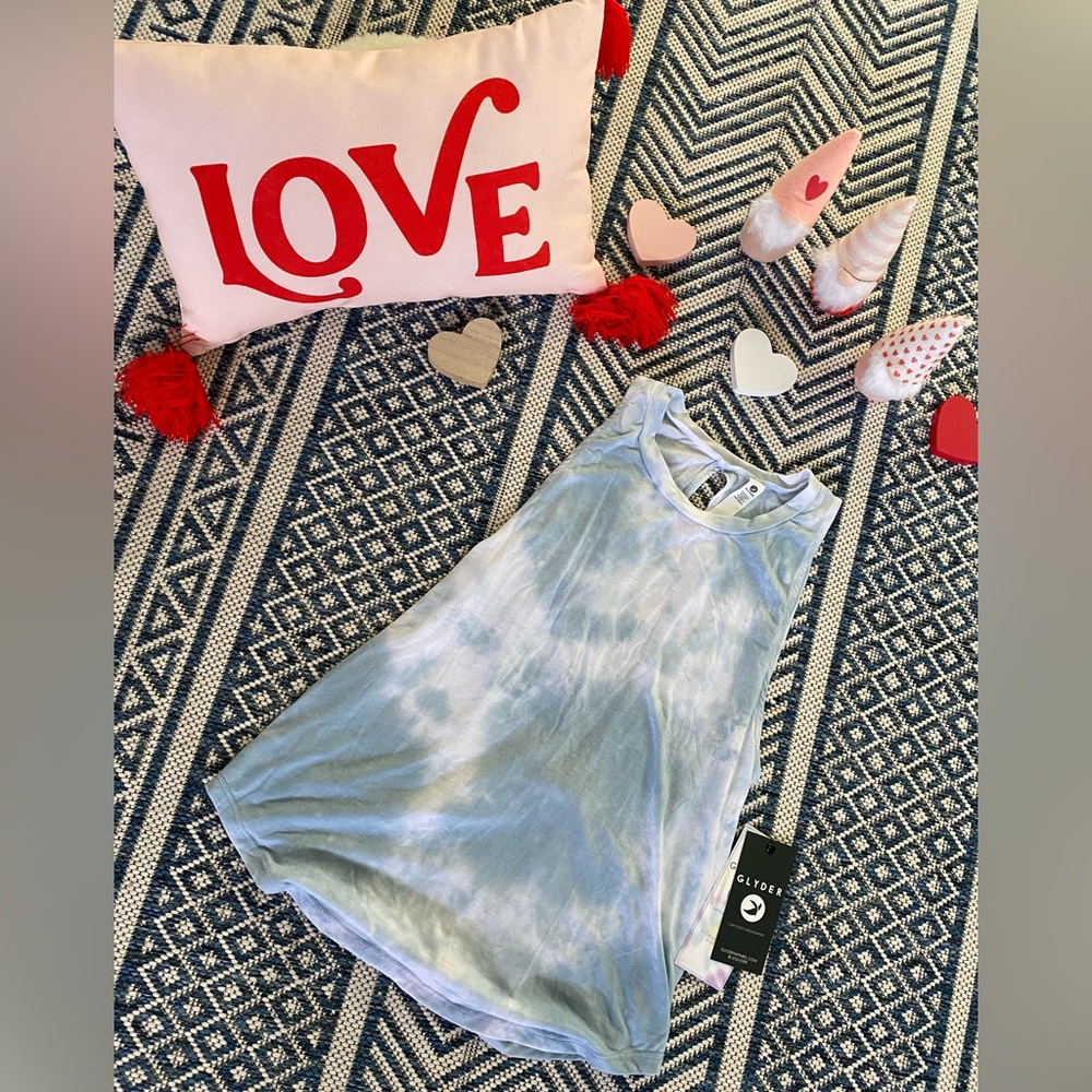Glyder extra small blue and white tie-dye sleeveless tank